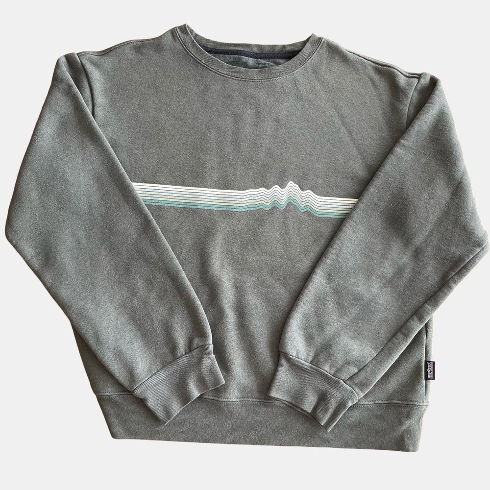 Patagonia Ridge Rise Stripe Uprisal Crew Sweatshirt Grey Womens Small